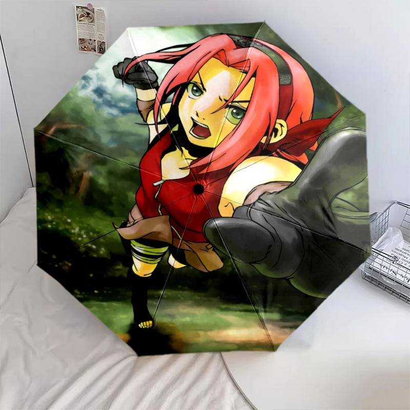 

Sakura Haruno Naruto pattern, automatic folding umbrella, portable and foldable design, 8 ribs, a Christmas or birthday gift.