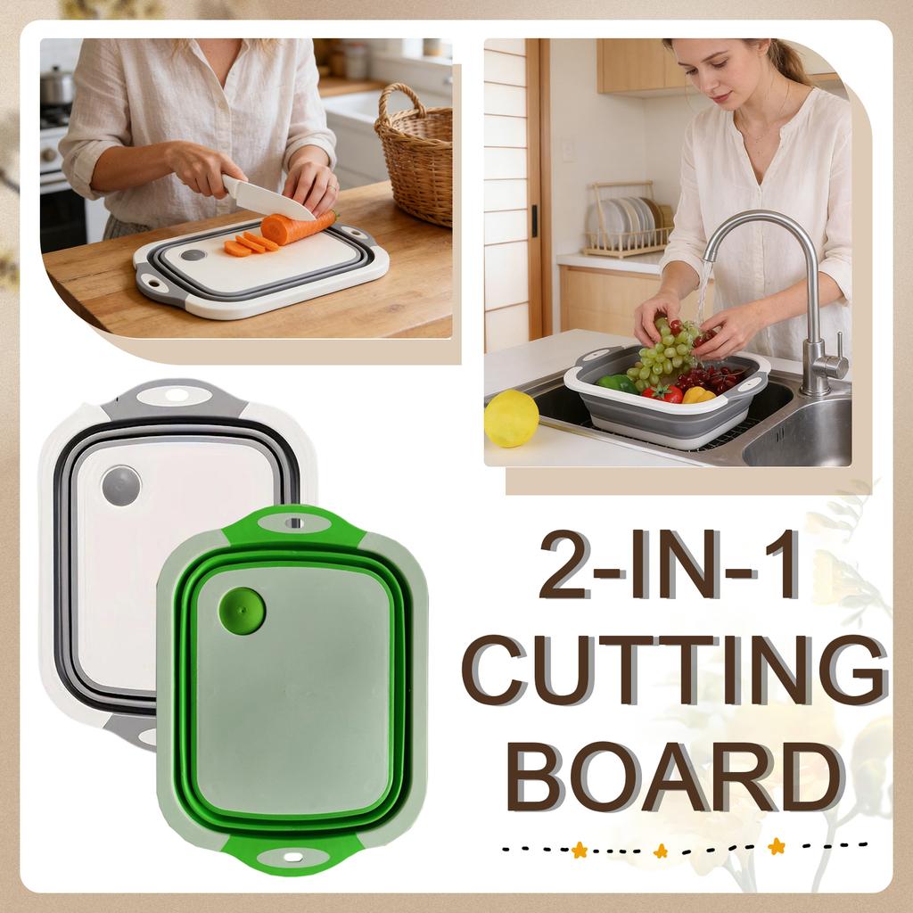 Large BBQ Prep Tub Utting Board, Multi-Function Grill Caddy W Colander Lid, Portable Silicone Dish Bowl For Picnic, Camping Black