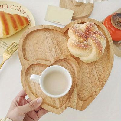 1PC Wood Double Heart Shape Snack Fruit Dry Fruit Plate Handmade Sushi Tea Tray Candy Dessert Tray Home Decor