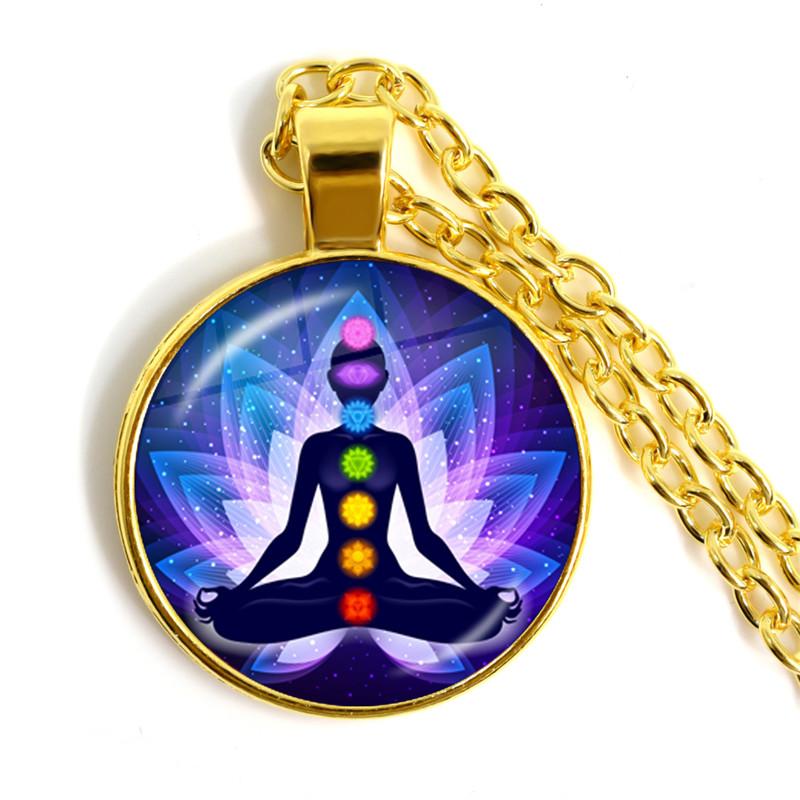 Seven Chakra Reiki Healing Necklace, Buddha Image Yoga Meditation Pendant, Spiritual Hope Jewelry Chain, Personalized Necklace, Gift