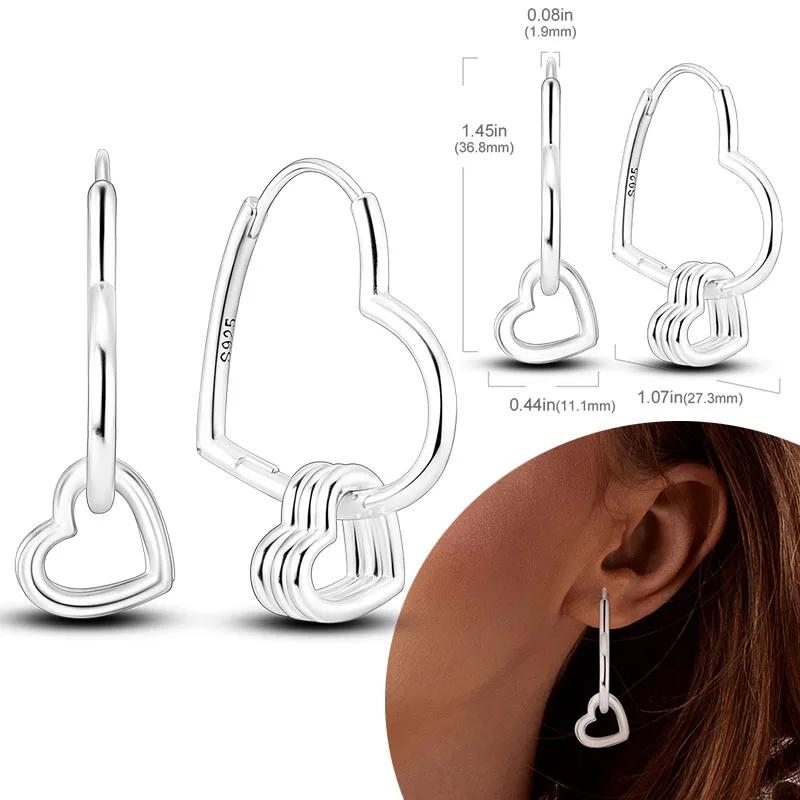 Women Earring 2025 Hot Sales 925 Silver Hoop Earrings Love Heart Butterfly Drop Earring Stud for Women Girls Party Jewelry Gifts