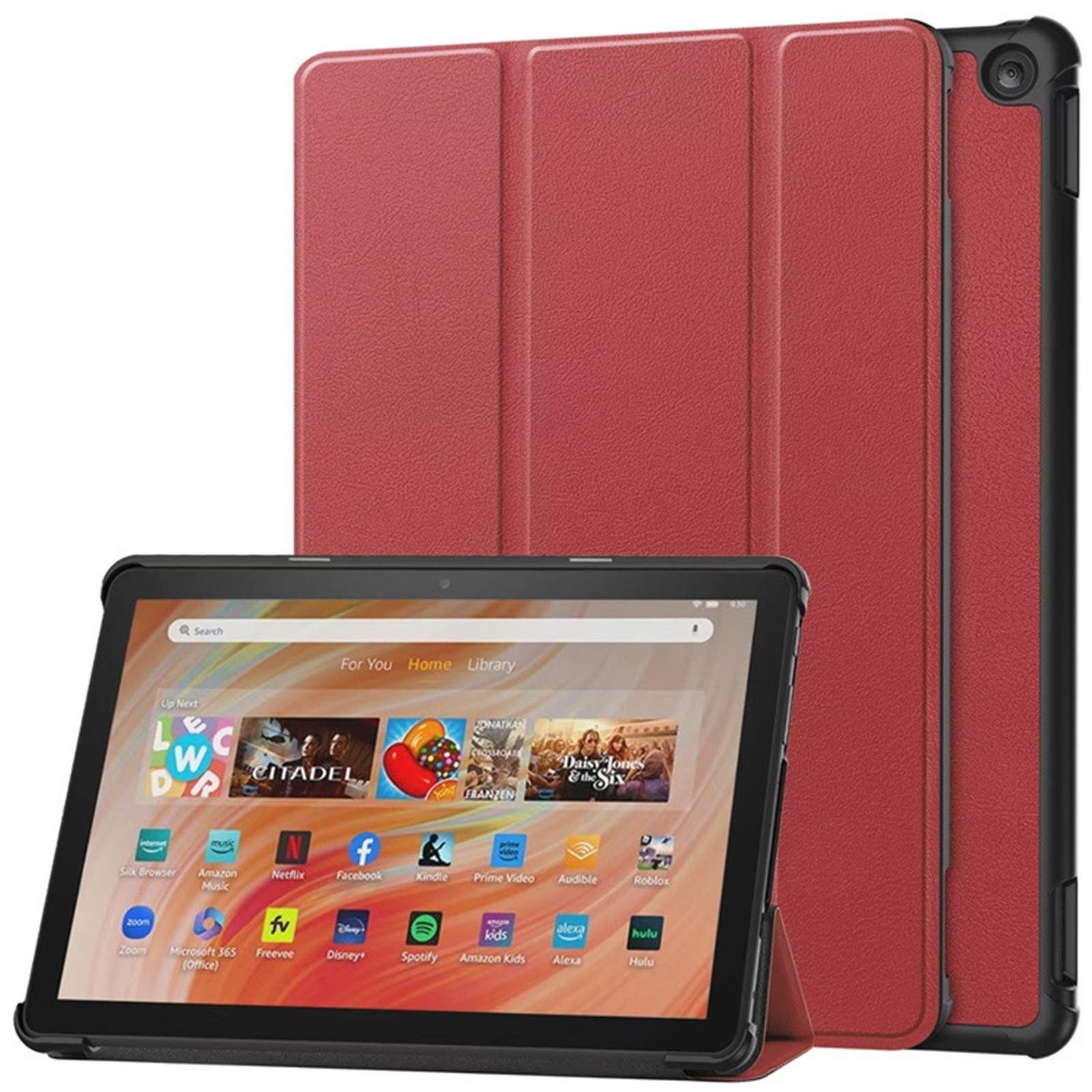 

Fire HD 10 Tablet Case( Fit 13th Gen, 2023 Release), Premium PU Leather Trifold Stand PC Clear Back Cover Case With Auto Wake/Sleep. One Size винний