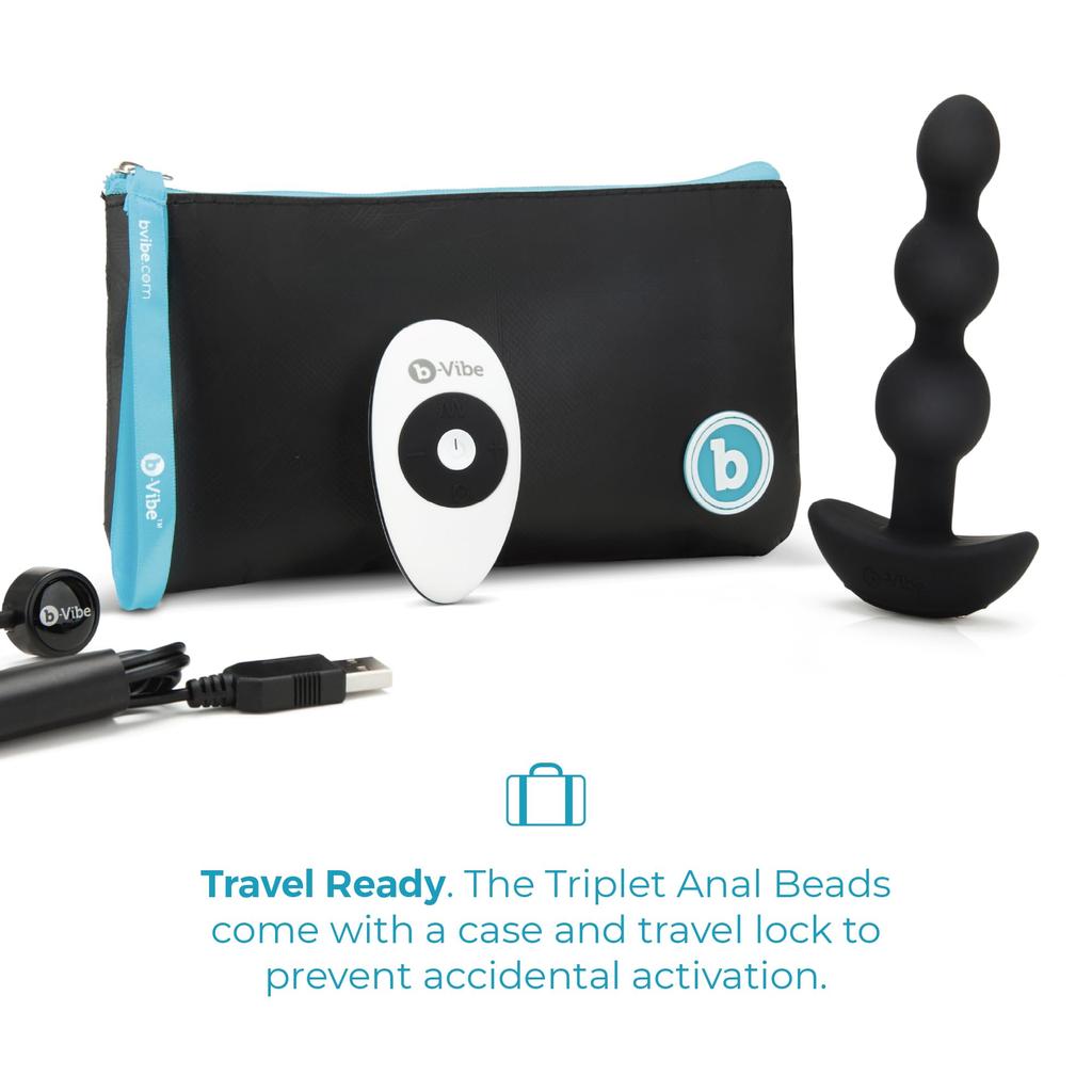 B Vibe TRIPLET ANAL BEADS BLACK Triplet Anal Beads Black