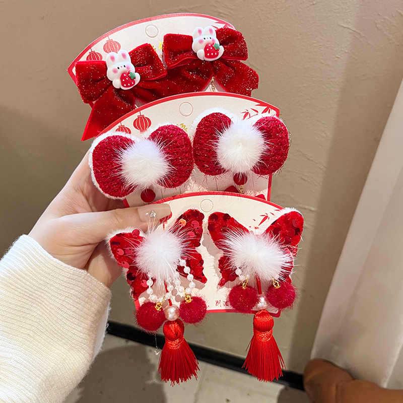 Chinese Style New Year Tassel Hair Clip for Girls