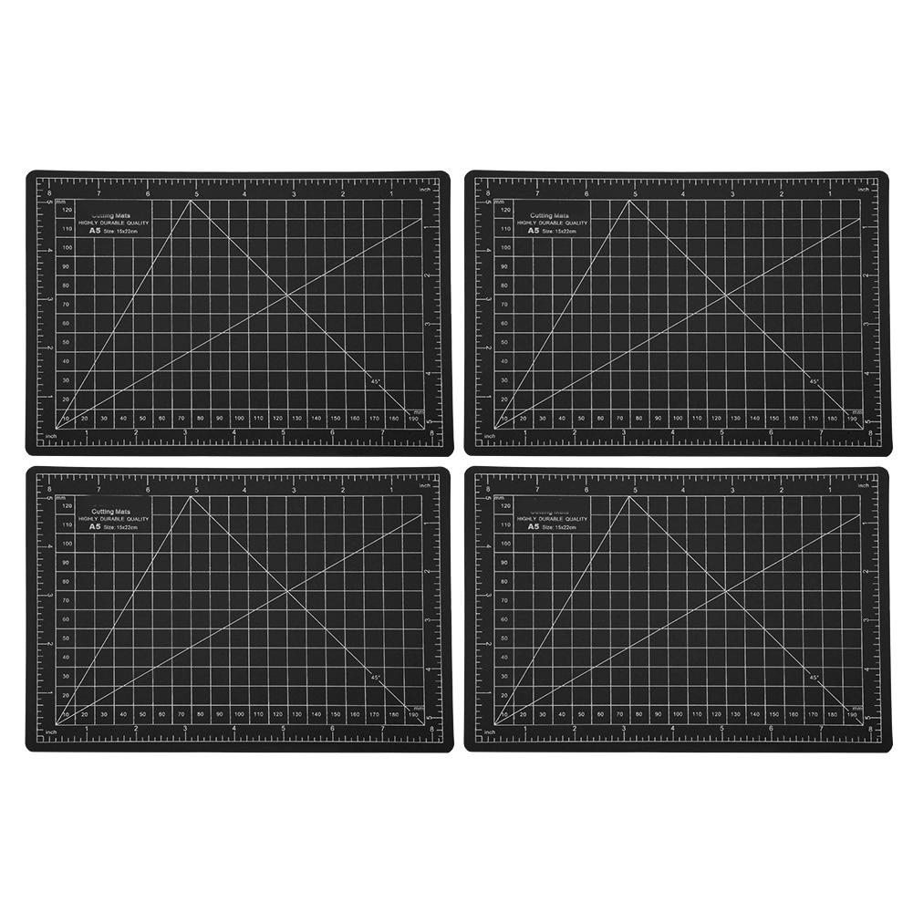 4Pcs Cutting Mat A5 Black PVC Model Cut Pad Craft Paper Carving Engraving Scale Board