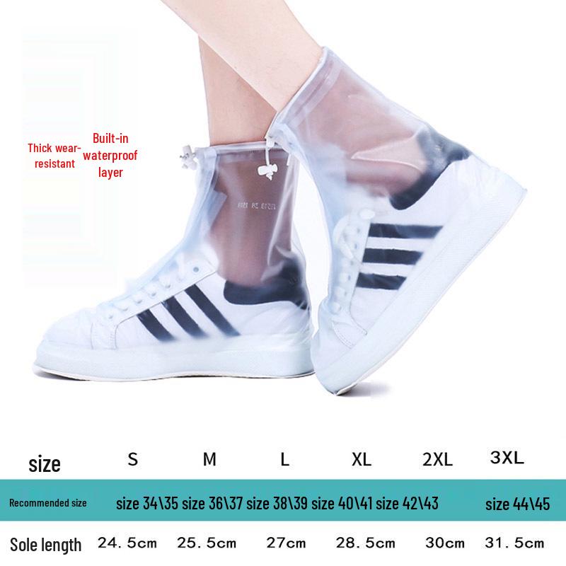 High-Top Waterproof Non-Slip Rain Boot Covers for Men & Women - Thickened, Wear-Resistant, Sandproof Protection for Rainy Days.