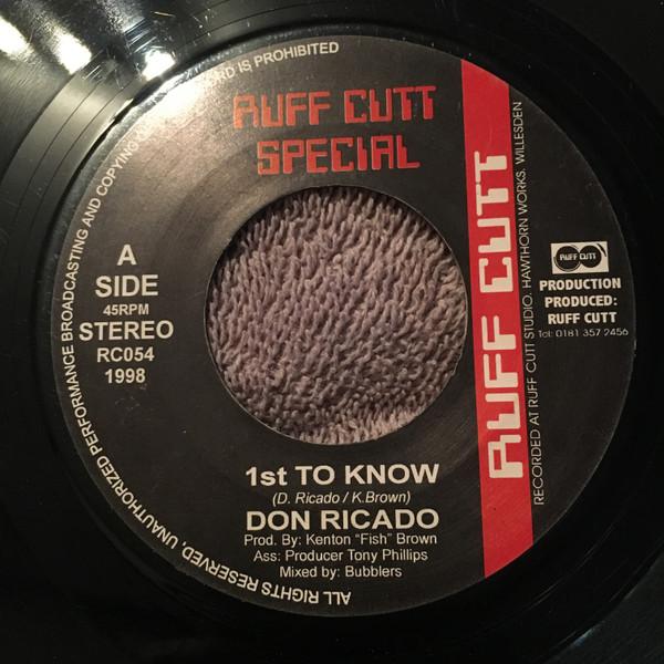 7inch Record DON RICARDO - 1st To Know RC054 Ruff Cutt 1998 UK Reggae, Ska & Dub Used