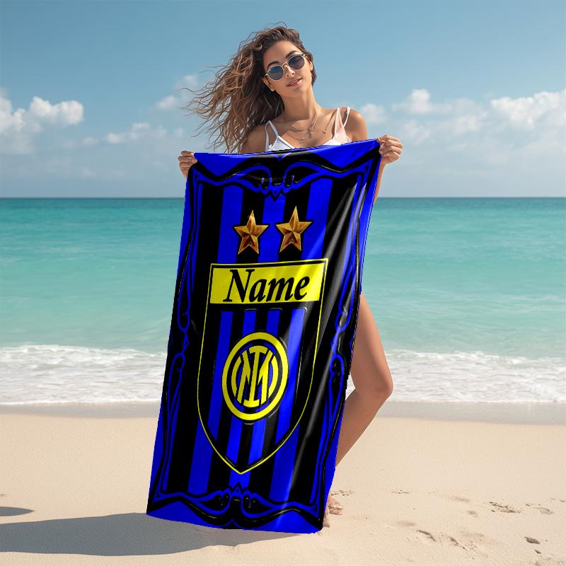 Personalized Customized Proof Beach Towel with Inter Milan Pattern - Soft, Absorbent,quick-drying,perfect Swimming,camping&bathing