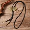 Bolo Tie Cowboy Costume Accessory for Men and Women Adjustable Length Vintage Metal Butterfly Pendant Necktie Necklace