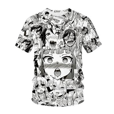 Ahegao T-shirt Anime 3D Print Men Women Streetwear Hentai Pattern O-Neck Hip Hop T Shirt Harajuku Casual Tops Sexy Girl Clothing