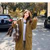 Women's Autumn And Winter Loose Fitting Long Sleeved Cotton Jacket Long Cotton Coat Contrasting Color Thickened Solid Color Jacket