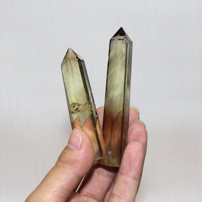 Citrine Natural Smokey Quartz Obelisk Crystal Wand Point Healing Decor Home
