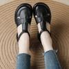 Summer new pure cowhide retro versatile medium heel thick heel sandals bag head comfortable leather soft sole mother shoes