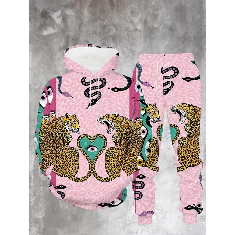 

New Lion King Pattern Men s Hoodies Set 3d Printed Animal Clothing Long Sleeves+ Pants 2-pcs Casual Fashion Tracksuits 5XL