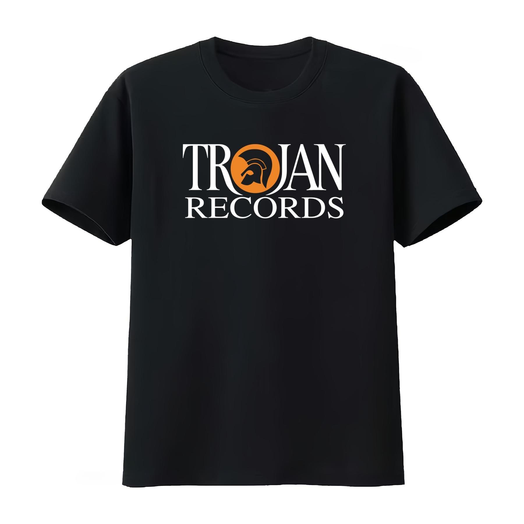 Trojan Records British Label Logo Unisexs T Shirt Black White Print Music Inspired Fashion StateUnisext Unisex Women 2026 Summer T Shirt M