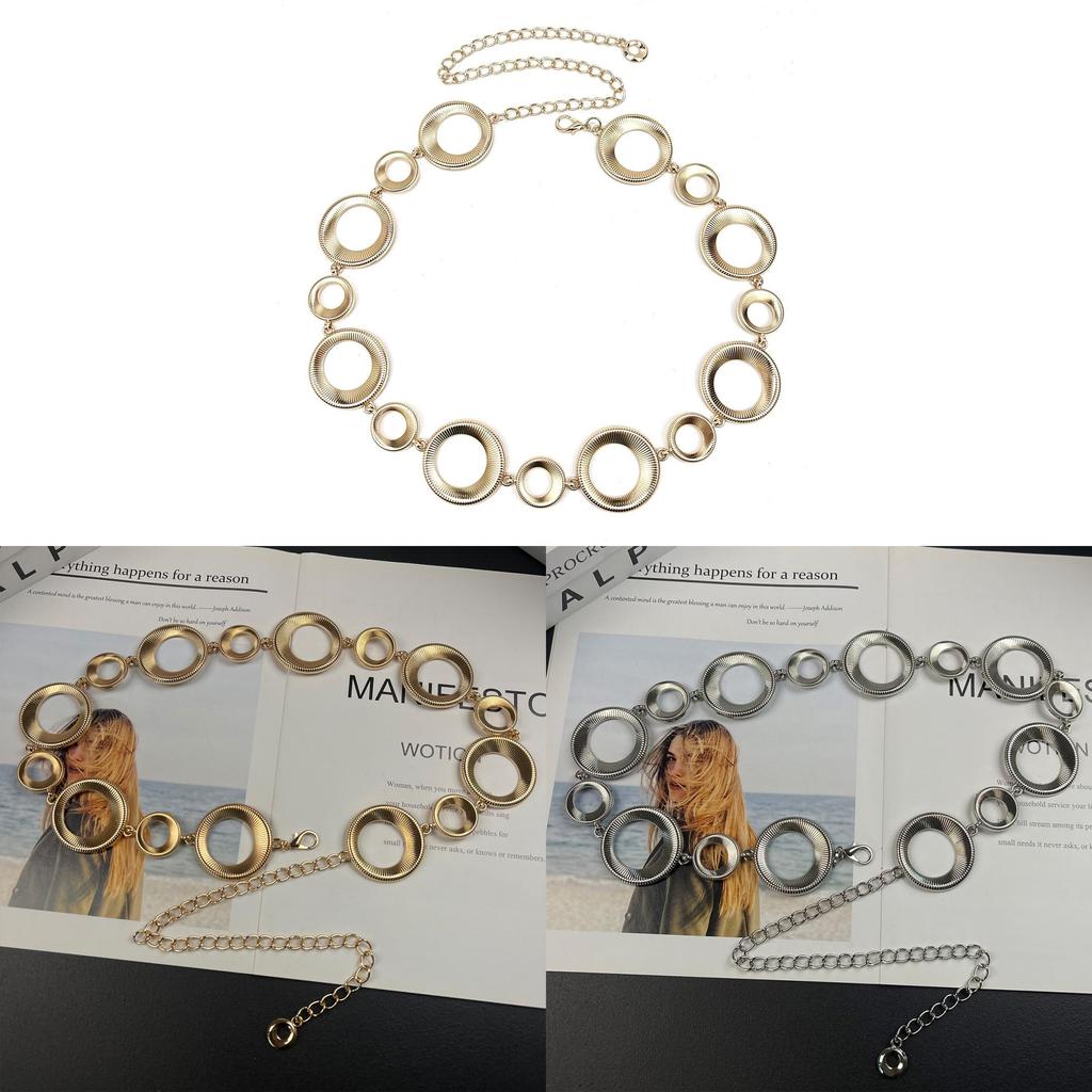 Womens Silver Gold Metal Waist Chain With Hook Closure For Casual And Party Wear