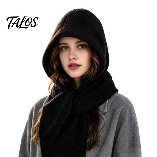 Unisex Winter Travel Cap Knitted Hooded Scarf, Beanies Hat with Cozy Functional Daily Wear Knit Neck Warmer for Cold Weather Shopping Commuting Casual
