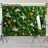 2D Blumen- und grünes Blatt Wandfoto-Hintergrund für Fotoshootings mit Frühlings- und Naturthema
