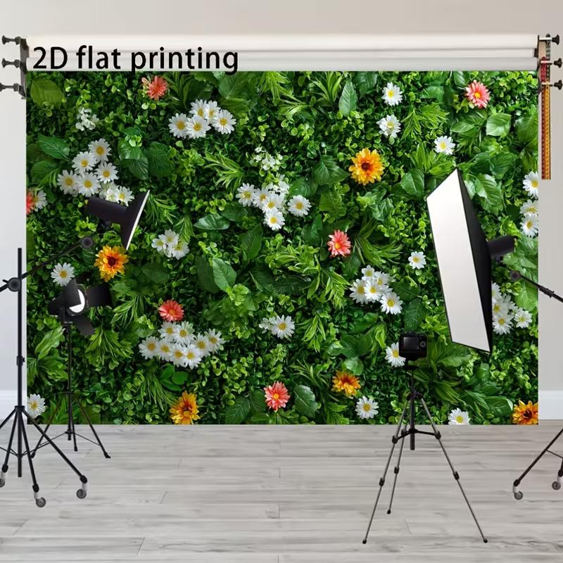 2D Blumen- und grünes Blatt Wandfoto-Hintergrund für Fotoshootings mit Frühlings- und Naturthema