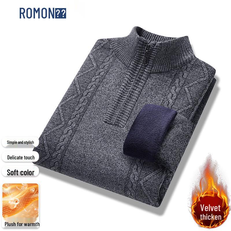 Romon Men s Winter Half-Zip Knitted Sweater 4XL