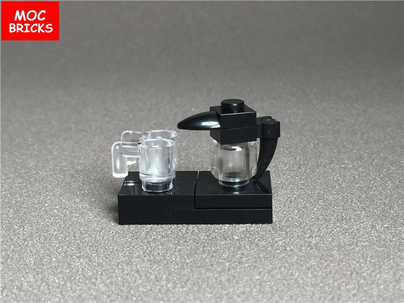 Set  MOC Bricks Coffee Cupboard Microscope Toilet Air Conditioner Desk Educational Building Blocks Toys Kids Gifts