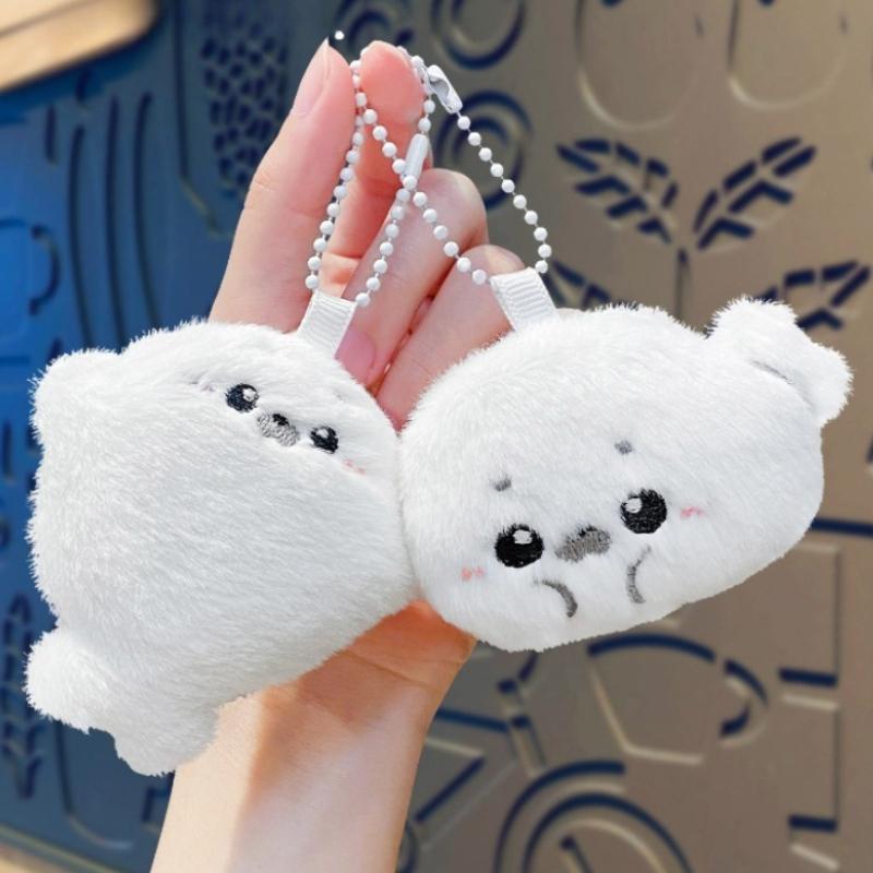 Cute Soft Seal Plush Keychain Fun Ocean Animal Plushie Pendant Kawaii Fluffy Keyring Car Ornaments Backpack Decor Christmas Gift Present