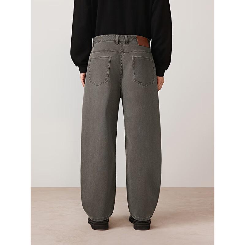 GXG Men's Grey-Brown Twill Loose Straight Denim Jeans