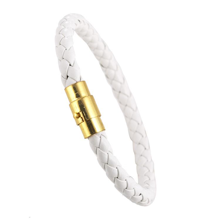 Bangle Leather Unisex Bracelets Gift Wristband Trendy Jewelry Men Women Braided Alloy Button For Loves  Jewelry Accessory