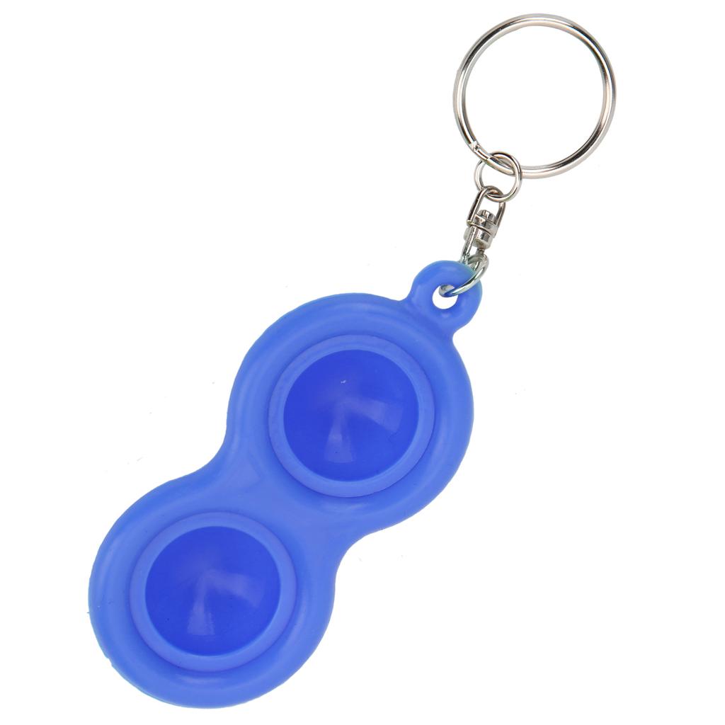 Stress Relief Keychain Push Bubble Key Ring Hand Sensory Puzzle Toy Silicone for Students Adults ChildrenBlue