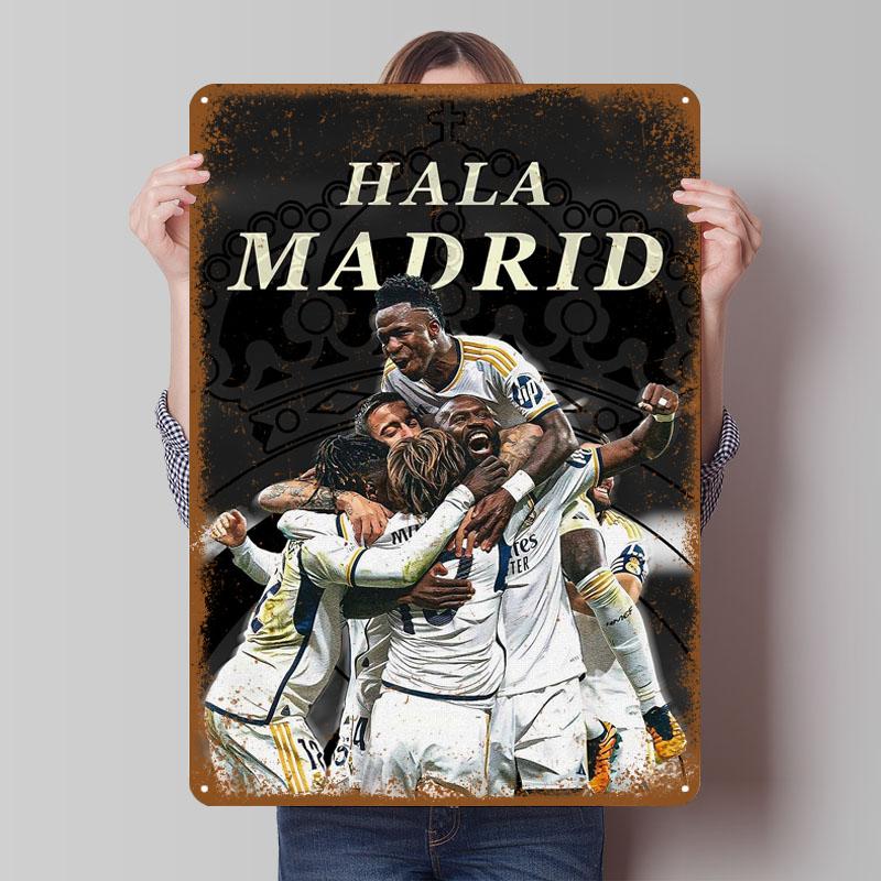 

Святкові бляшані знаки Реал Мадрид Спортивний плакат Вінтажна металева табличка Індивідуальний металевий знак для декору стін Декор кімнати Бар 20x30cm（7.8x11.8inch）