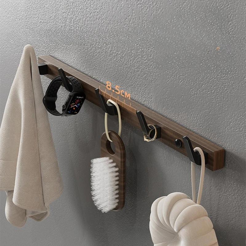 Walnut wood clothes hanging hook without punching wall hanging cap holder door hanging hook key hook key holder wall