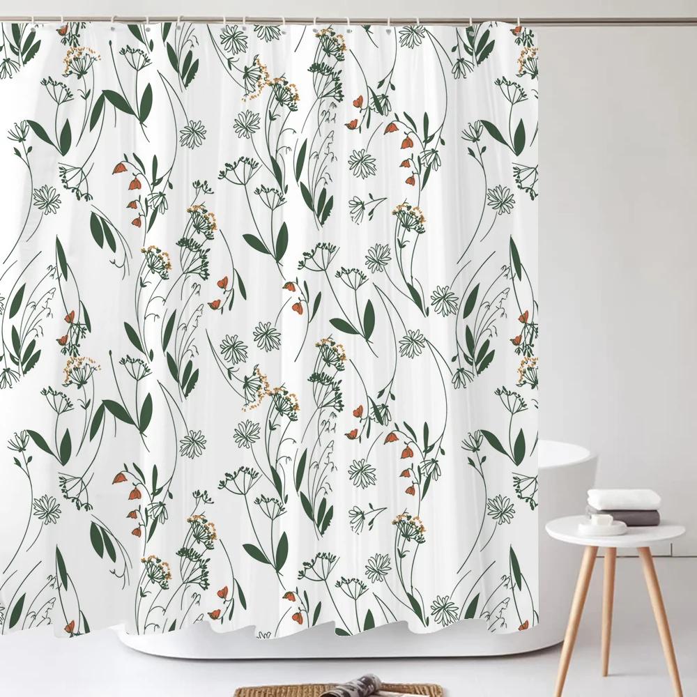3D Tropical Green Plant Leaf Palm Cactus Bathroom Shower Curtain Home Decor Curtain Waterproof Fabric Shower Curtains With Hook
