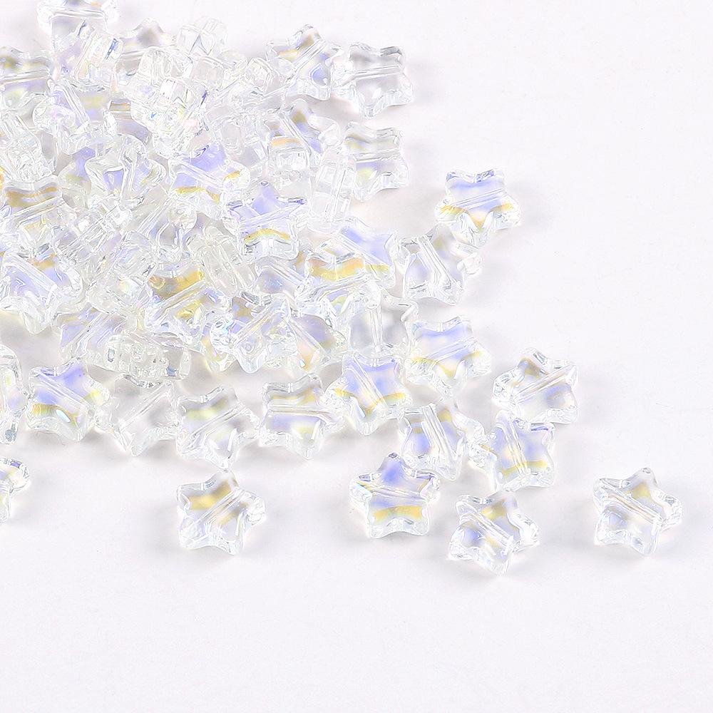 8/10Mm Color Plated Pentagram Beaded Glass Star Loose Beads Diy Handmade Beaded Necklace Material Jewelry Accessories