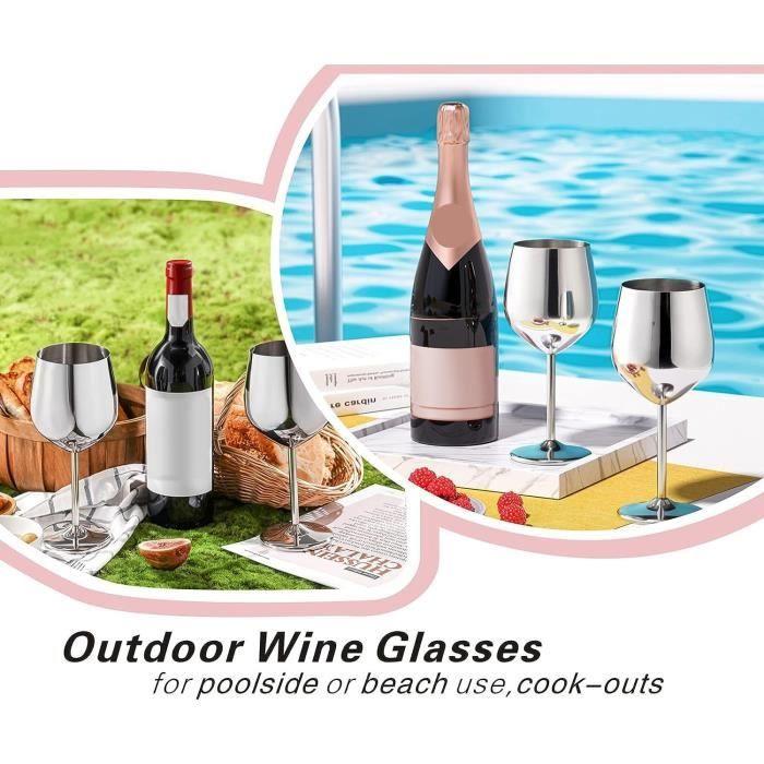 Verres À Vin - WOTOR - Set De 4 - Acier Inoxydable 304 - 540ml - Incassables Et Légers