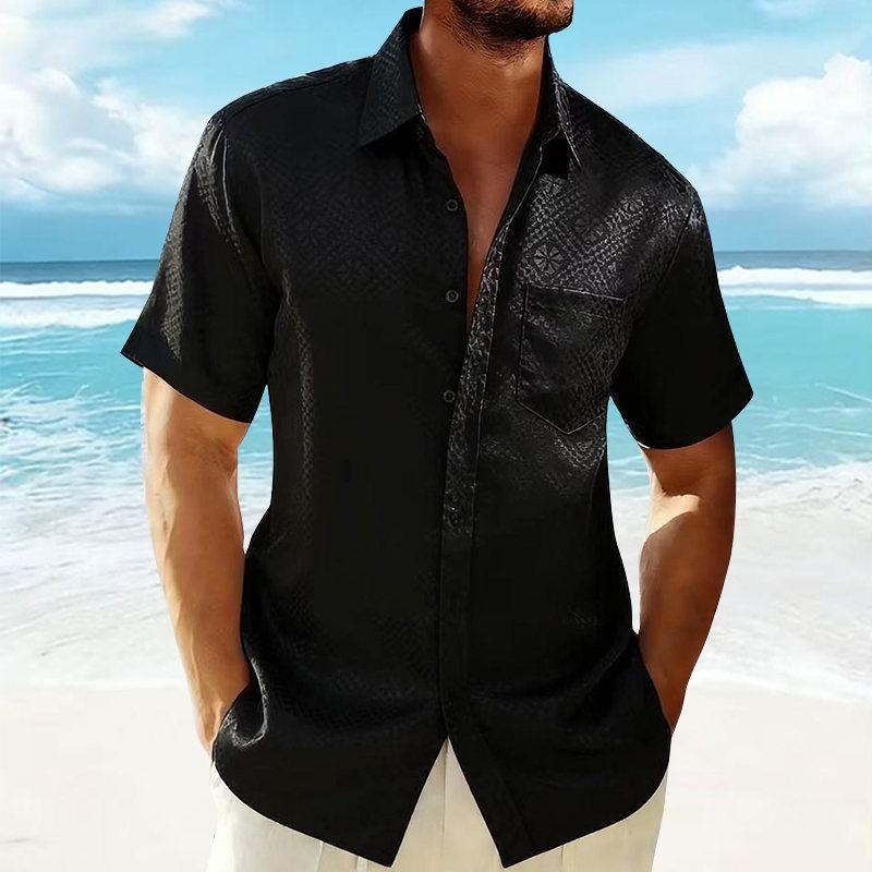

Men s Summer Fashion Satin Printed Short Sleeve Hawaiian Shirt Casual Solid Beach Holiday Shirts Stylish Smooth Silk Mens Shirt L