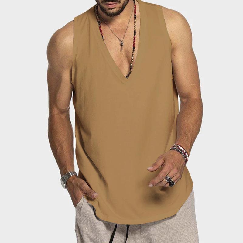 Men Summer Casual Loose Sleeveless V Neck Tank Top