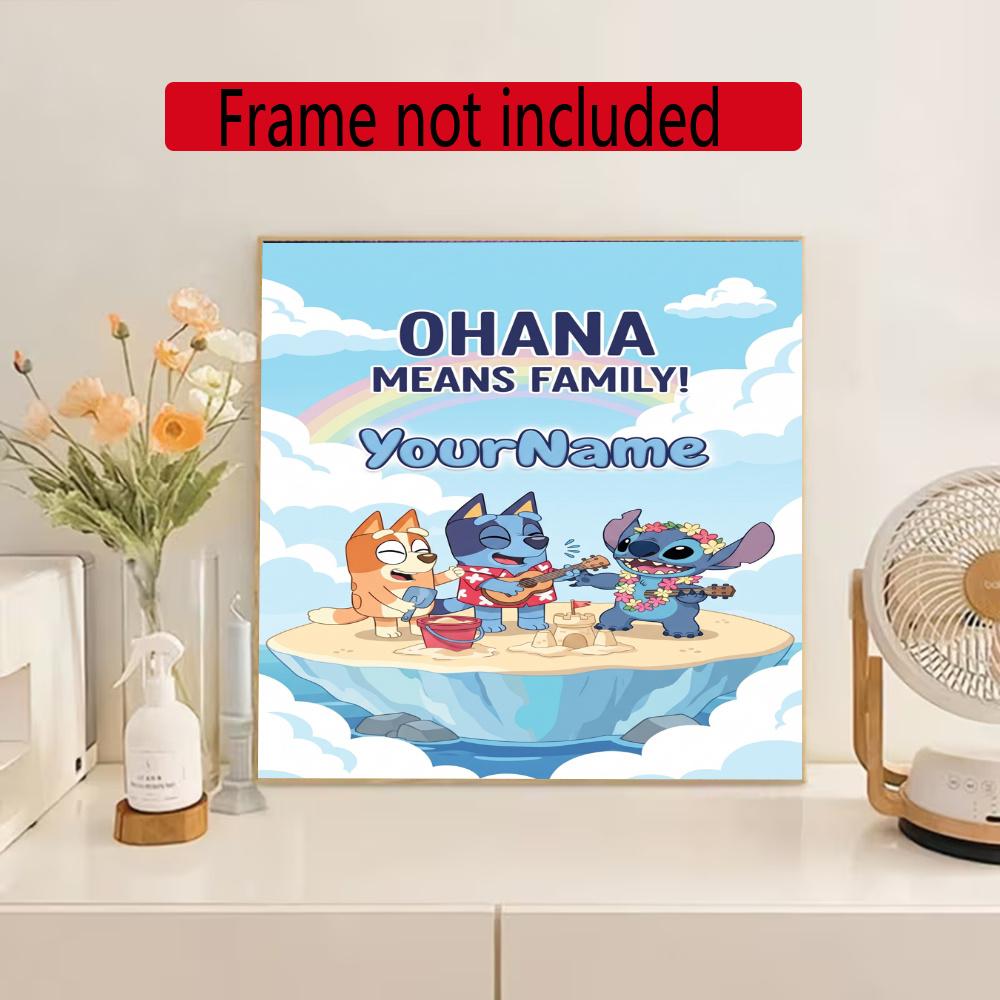 Bluey Customize Your Name Diamond Painting Round Diamond Diy Frameless Holiday Artwork Suitable For Home Office Wall Decoration