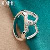 925 Sterling Silver Double Heart AAA Zircon Ring Fashion Wedding Jewelry