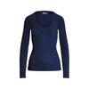 Polo Fw24 Slim Fit Ribbed Crew Neck Long Sleeve Regular T-Shirt Women T-Shirt Dark-Blue WMPOKNINC020186-410