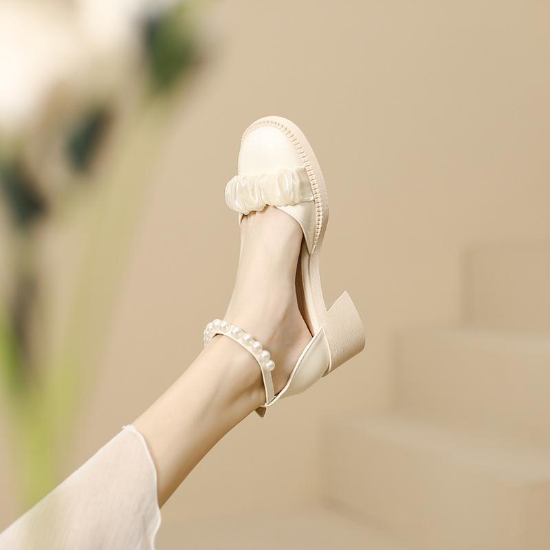 

Туфли-лодочки Мэри Джейн на толстом каблуке, летняя обувь для женщин, трендовые, с большой головой, нишевые, с открытой пяткой, одинарные туфли, сандалии с сумкой-феей 39 абрикосовый