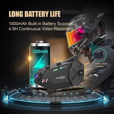 Capacete de Motocicleta Câmera de Painel Fone de Ouvido Bluetooth Comunicador Viva-voz Gravação de Vídeo 1080P Walkie Talkie