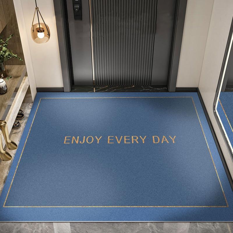 Moderní rohožka Užijte si každý den Design Šedá oranžová barevná schéma Protiskluzová rohožka pro dekoraci předsíně domu