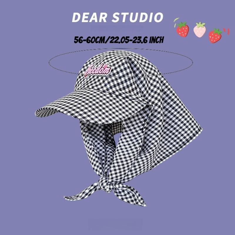 1pc Women's Sunshade Baseball Cap,Plaid Simple Sweet Personality Fashion Trendy Korean Style Headwears Outdoor Beach Head Scarf