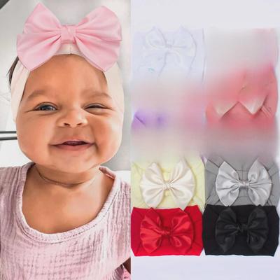 2023 New Soft Nylon Hair Accessories: Wide-Brimmed Bow Elastic Headbands for Baby Girls