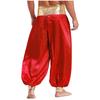 Mens Magical Hippie Harem Pants Metallic Shiny Patchwork Lantern Style Long Pants Arabian Prince Cosplay Costume