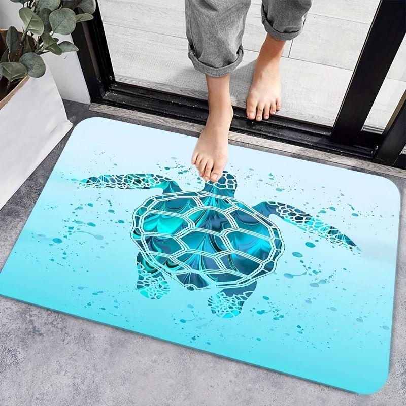 Turtle Beach Printed Bath Mat Super Absorbent Diatom Mud Bathroom Floor Rug Non-slip Laundry Room Entrance Carpets Home Decor