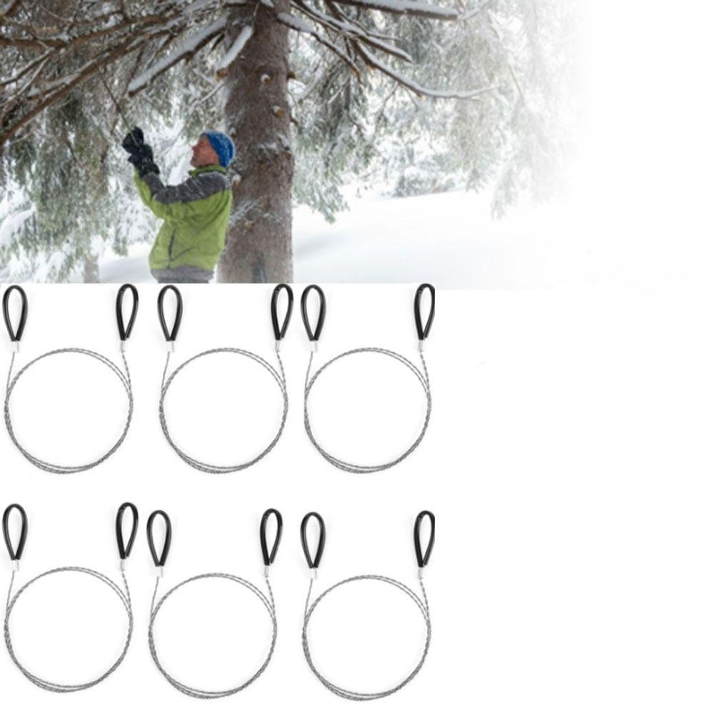 6 Pcs Durable Heavy Duty Steel Wire Saw Pocket Black Hand Stainless Steel Cable Saw Emergency Wire Saw Outdoor Silver