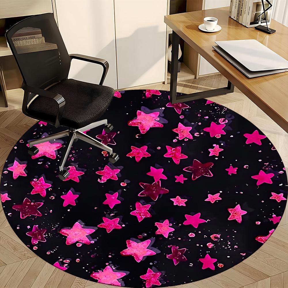 1pc Pink Stars Chair Carpet for Office, Non-slip, Soft and Durable Office Rug, Perfect for Office yy260127125