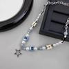 Star beaded splicing hip hop trendy brand boys necklace niche design letter collarbone chain girls jewelry