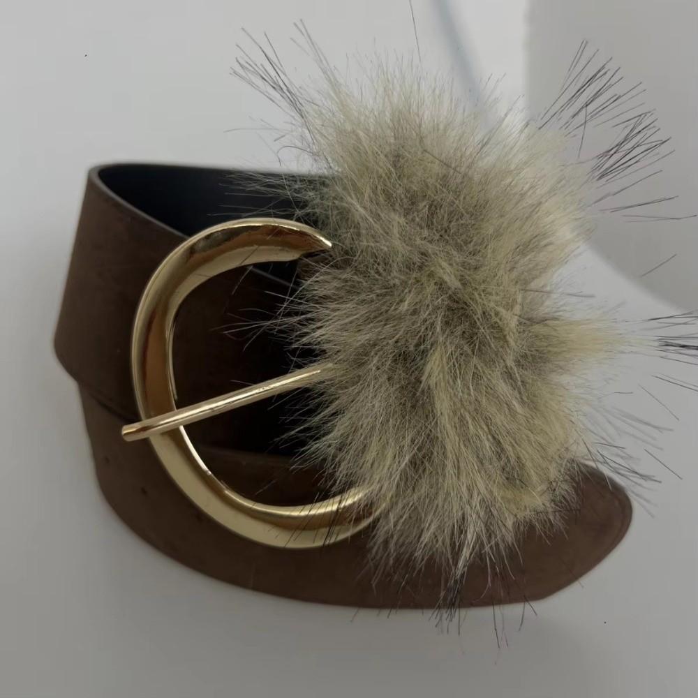 Suede Women Waistband Faux Fur Wide Belt Ins Waist Belt  Waist Accessories